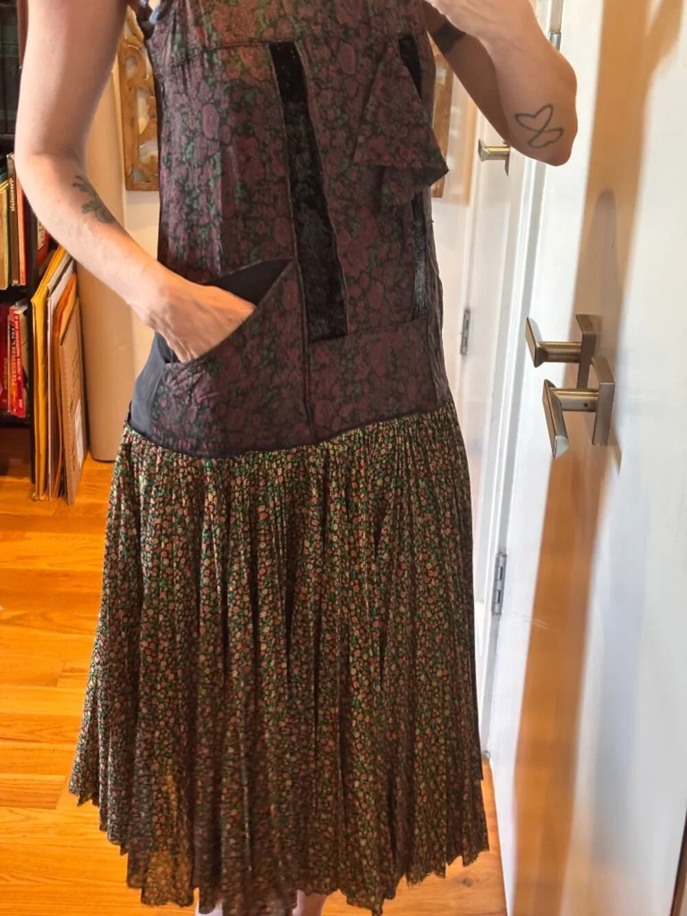 Coach 1941 Silk Floral Dress Womens S/M Drop Waist, Midi Tea Length